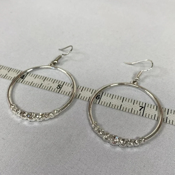 Jewelry - Open hoop circle earrings with rhinestones